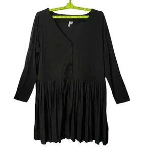 Asos Black Plus Size Long Sleeve Pleated Mini Dress Size 20